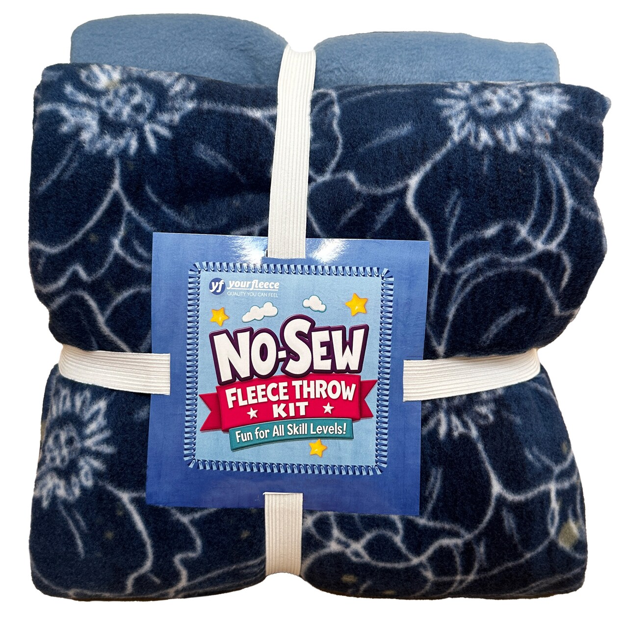 Midnight Flowers Anti-Pill Premium No-Sew Throw Fleece Fabric Kit